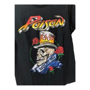 Poison skull head rock and roll classic rock band black tshirt size‎ small new
